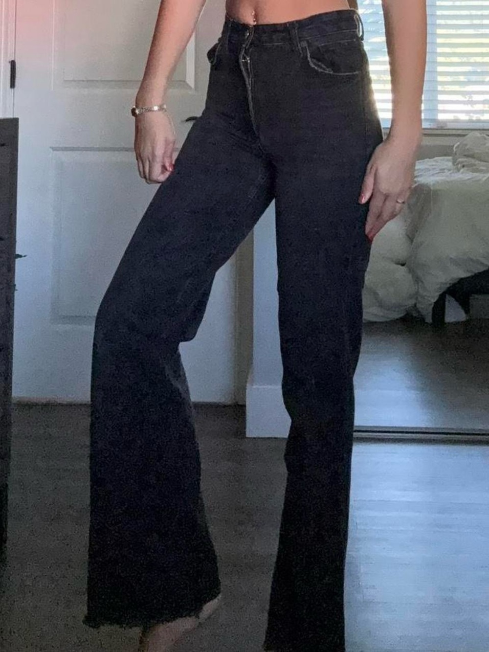 Zara Black Wide-Leg High-Rise Jeans